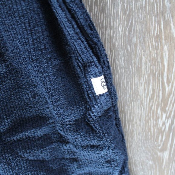 NWT UGG MEN'S RIBBED‎ TERRY COTTON PLUSH ROBE BLUE - Picture 6 of 7